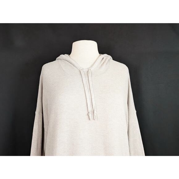 J.Jill Pure Jill Tunic Top Tan Thermal Hooded Hoodie Cotton Blend Misses Size XL - Picture 2 of 7
